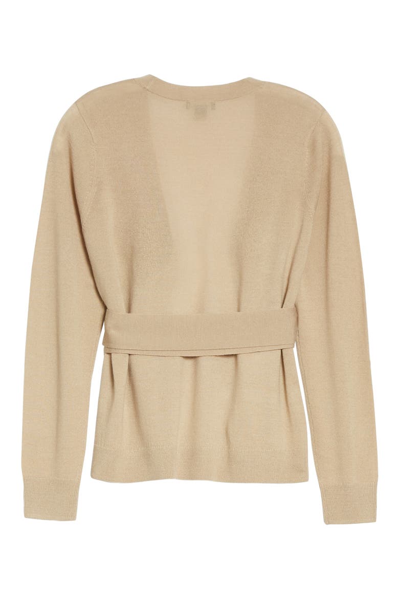 Tie Waist Cardigan, Alternate, color, TAN COBBLESTONE