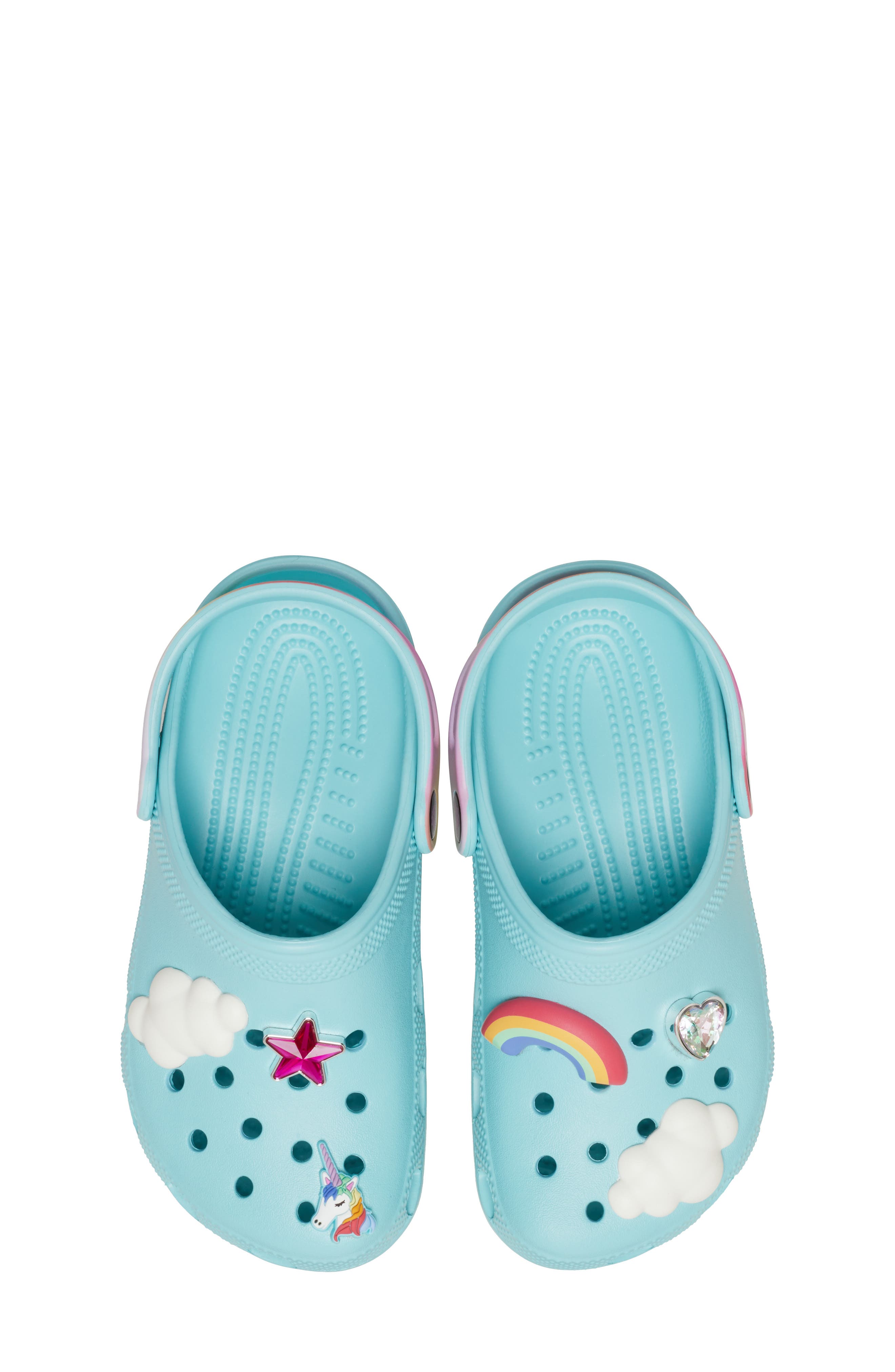 CROCS Kids' Classic Rainbow Crystal Embellished Clog, Alternate, color, Pure Water