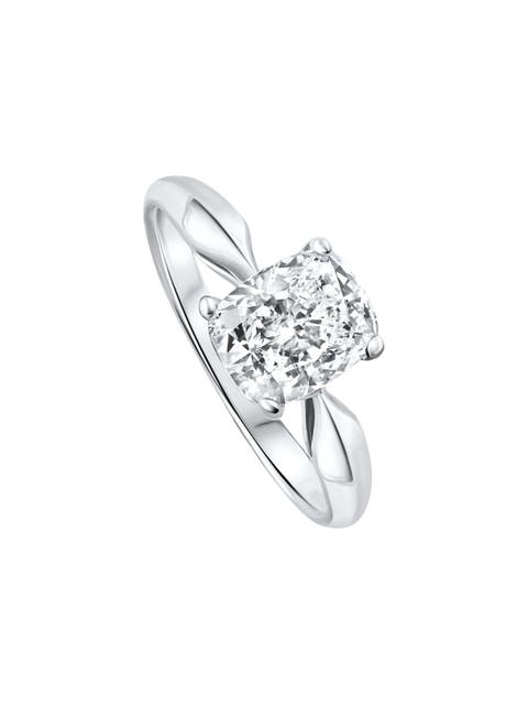 Certified 2Ct Cushion Solitaire Diamond Engagement Ring 14k Gold Lab Grown