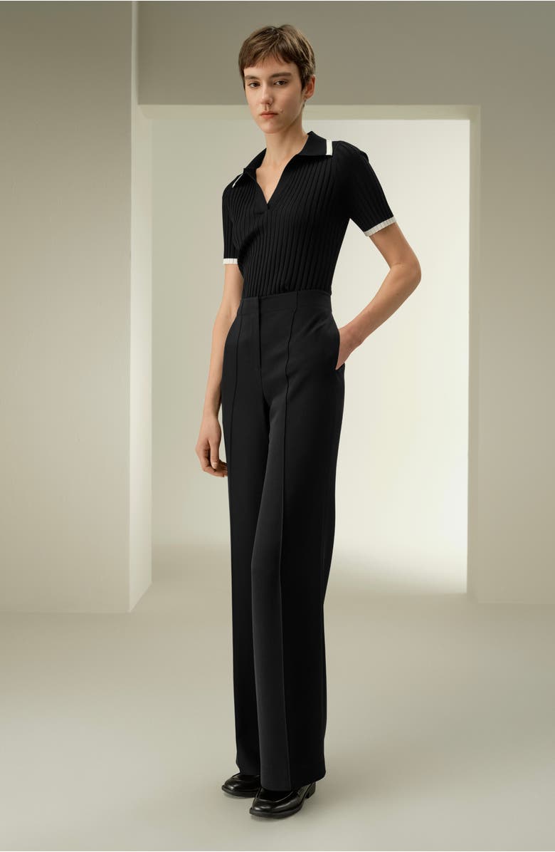 Lilysilk Minimalist Stretch Silk Crêpe Pant, Alternate, color, Black