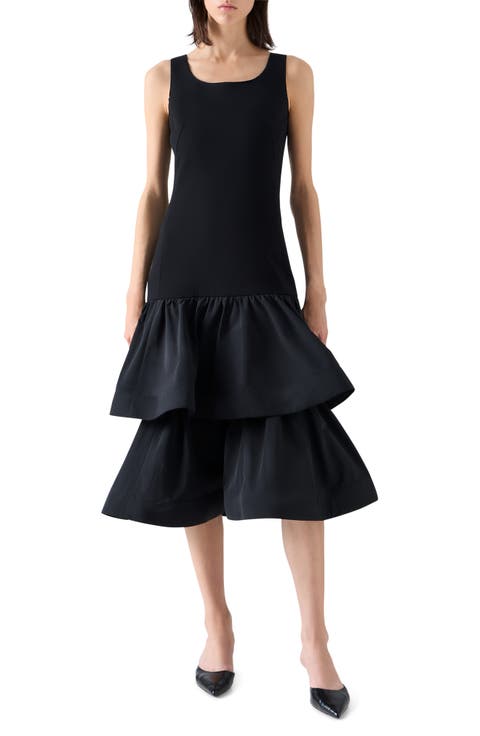 Mixed Media Jersey Midi Dress