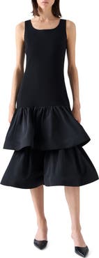 Akris punto Mixed Media Jersey Midi Dress