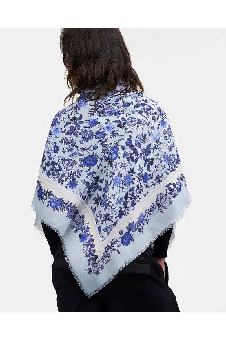 Ditsy Blue Folk Square Scarf, Alternate, color, Blue Hues