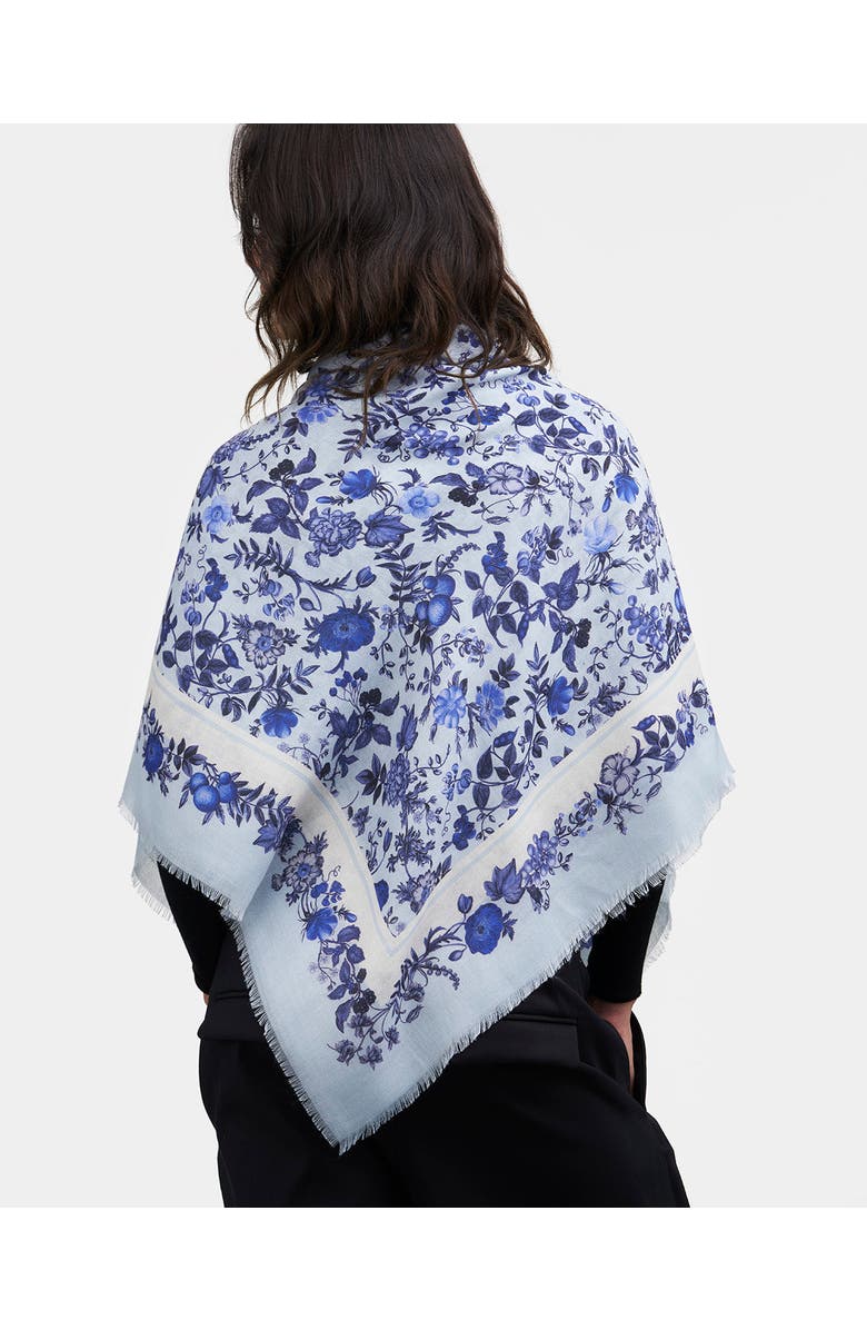 Fable England Ditsy Blue Folk Square Scarf, Alternate, color, Blue Hues