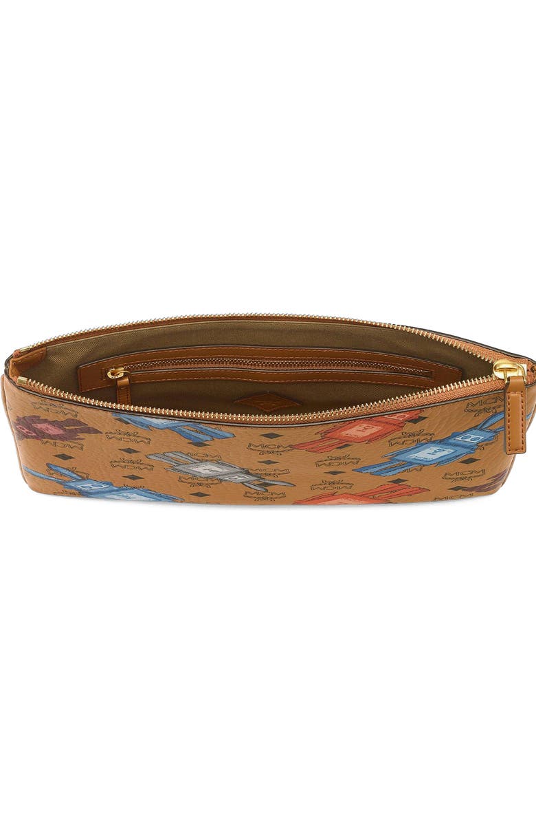 MCM Aren Crossbody Pouch in Rabot Visetos, Alternate, color, Cognac