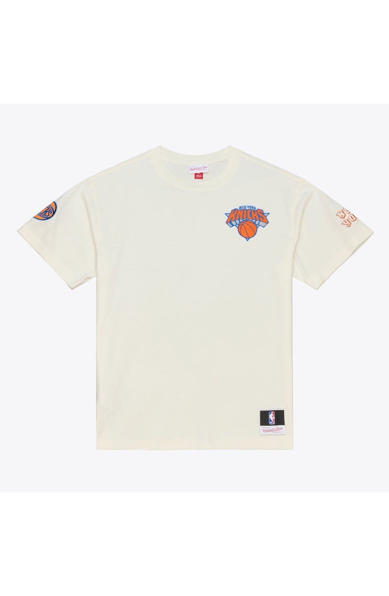 Mitchell & Ness Men's Mitchell & Ness Cream New York Knicks Hardwood Classics Chainstitch Premium T-Shirt, Main, color, Cream