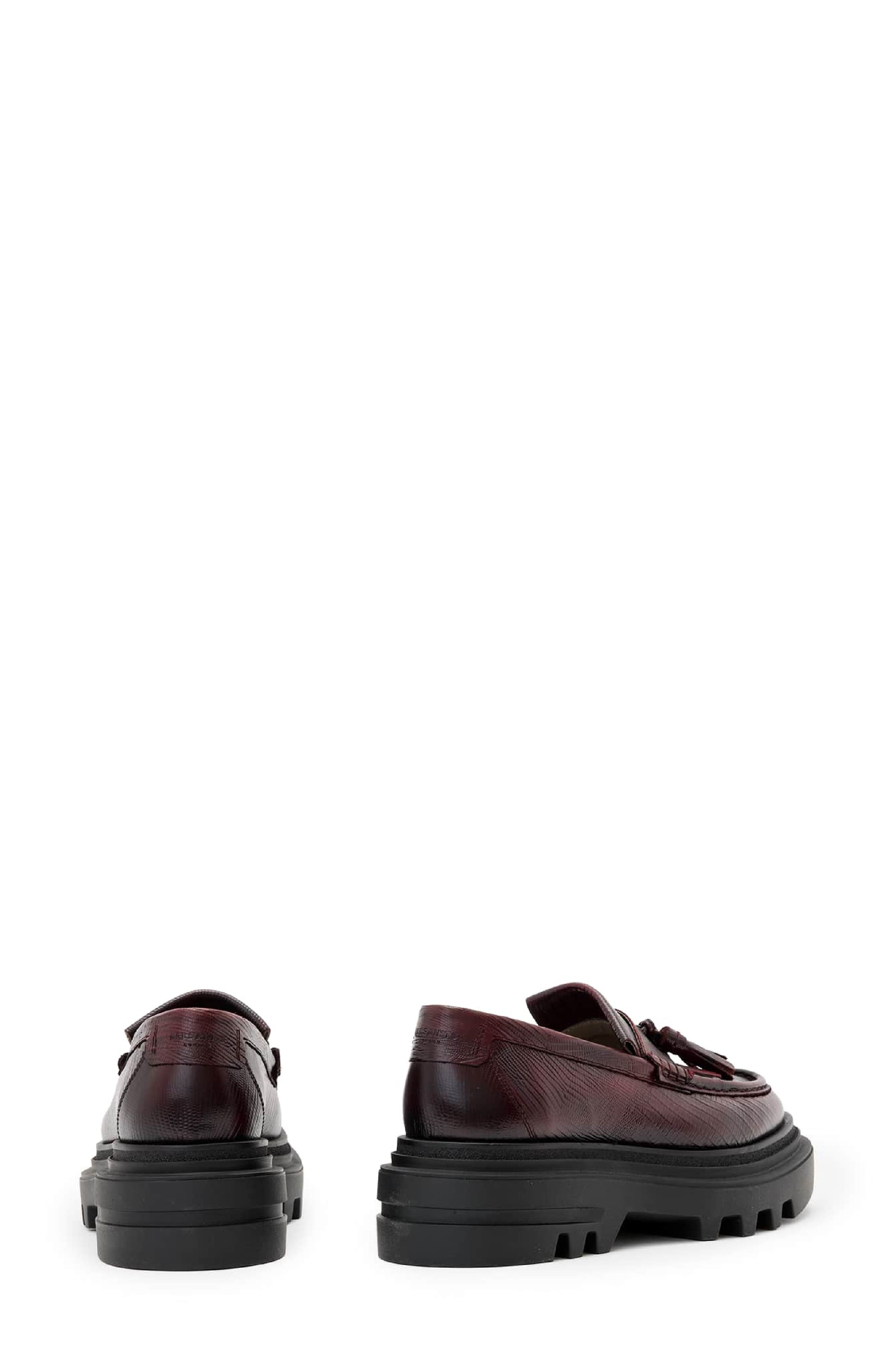 AllSaints Beth Tassel Loafer, Alternate, color, Port Red