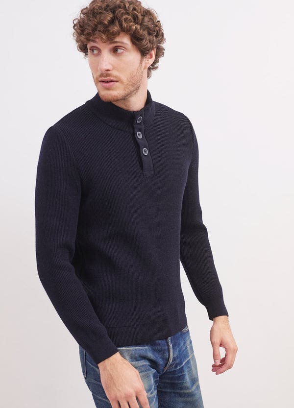 BOURBOULE - Buttoned High Collar Sweater - image 2