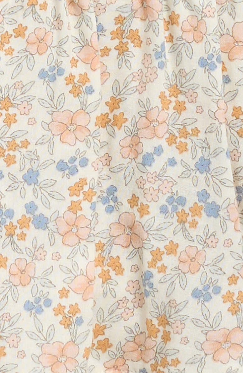Rylee + Cru Lila Floral Print Cotton Skirted Romper, Alternate, color, Ivory
