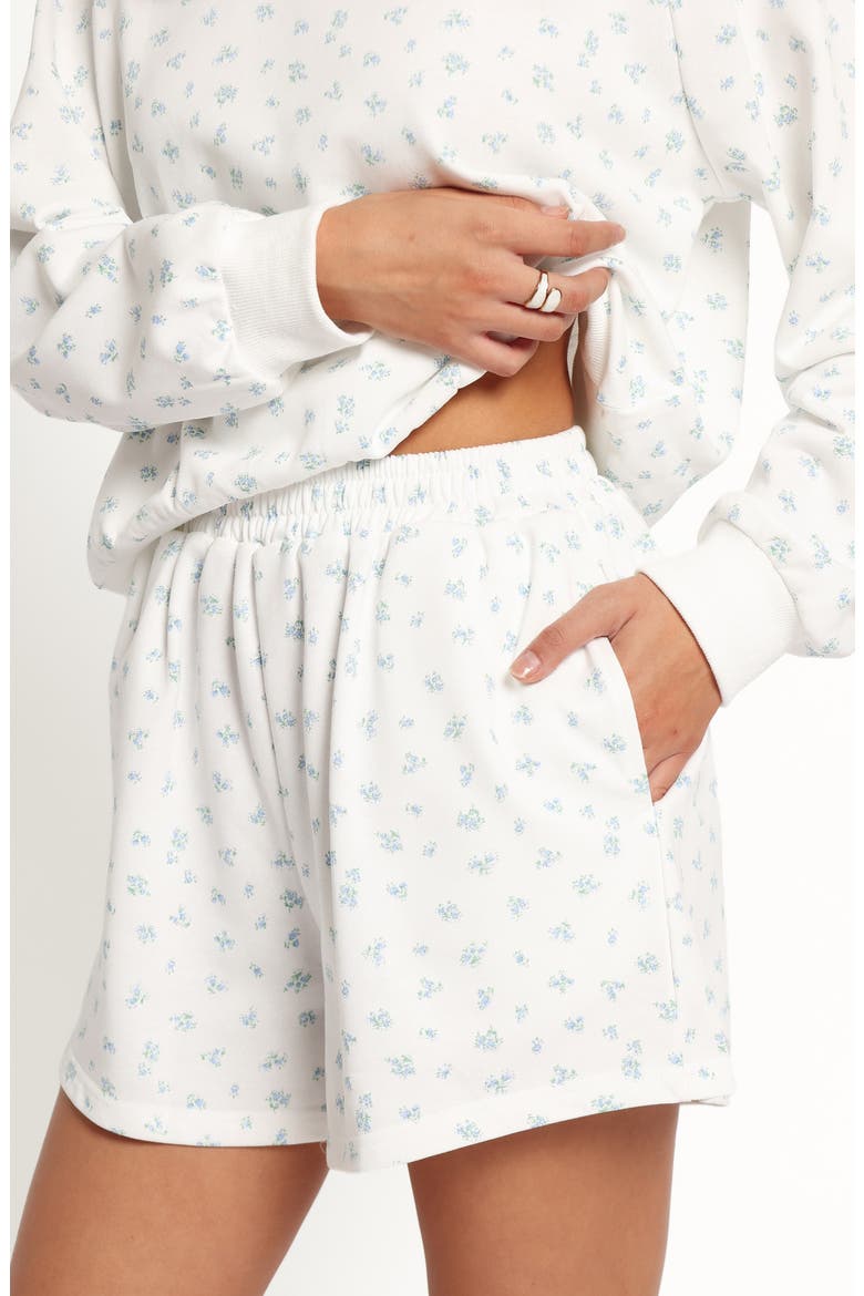 Hazel Floral High Waist Sweat Shorts, Alternate, color, BLUE DITSY FLORAL