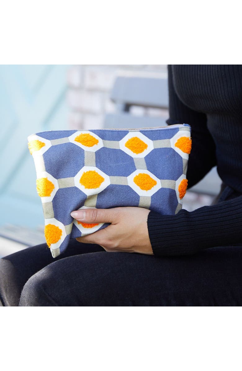 Vismaya Octagon Embroidered Travel Pouch, Alternate, color, Blue Ivory