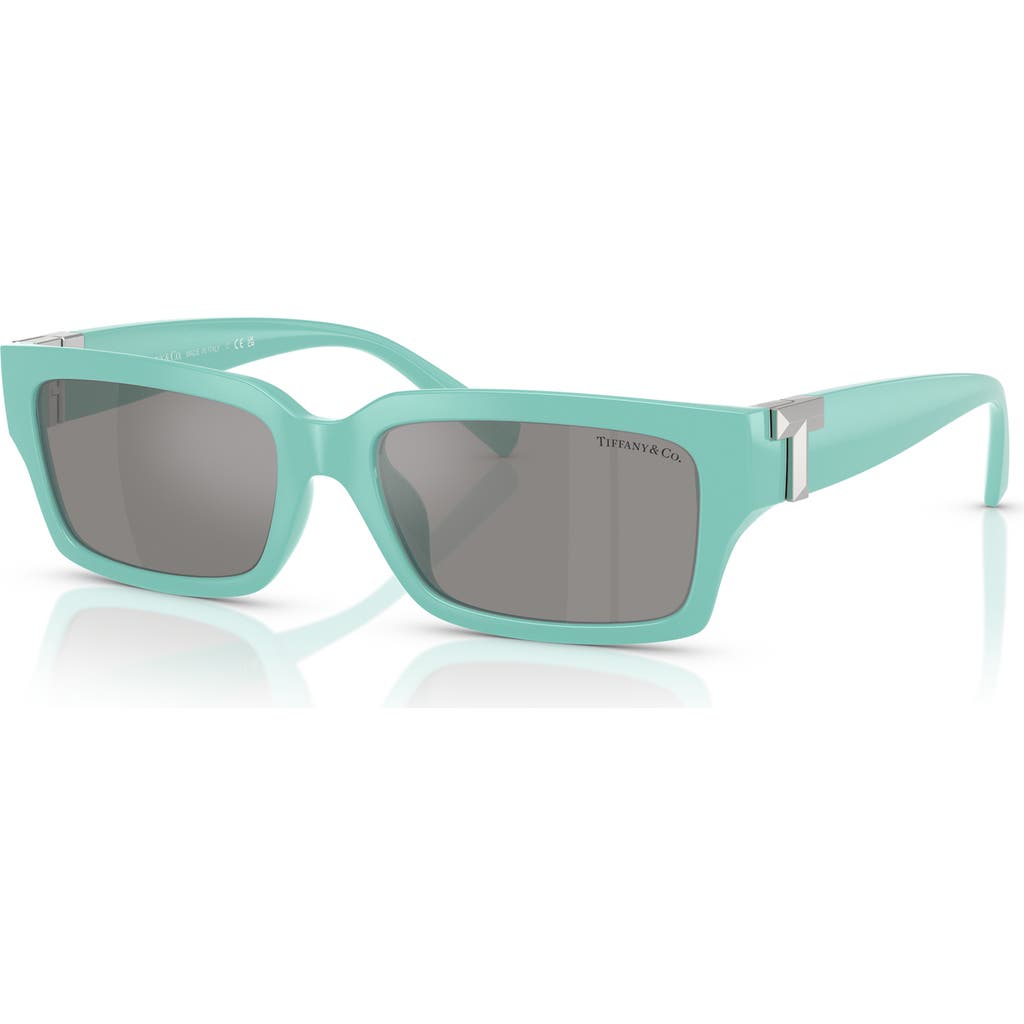 Tiffany & Co . 56mm Rectangular Sunglasses In Blue Silver