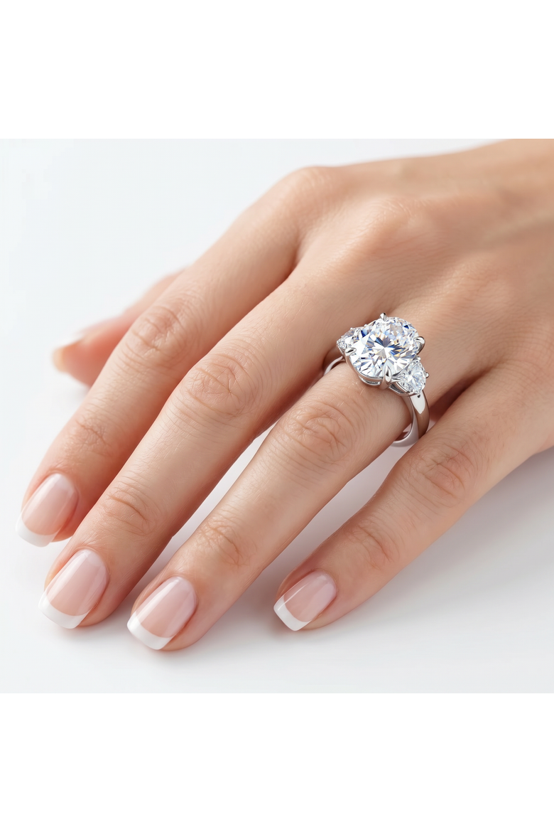 Certified Joanna 4 3/4Ct Oval & Half Moon Diamond Engagement 14k Gold Lab Grown, Alternate, color, 14k Yellow Gold