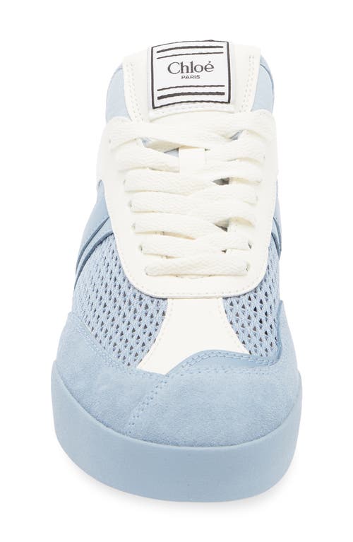 Chloé Kick Leather And Mesh Sneakers In Pearl Blue
