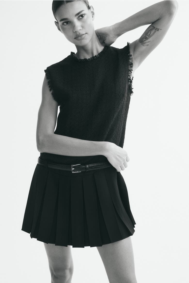 Belted Bouclé Dress, Main, color, Black