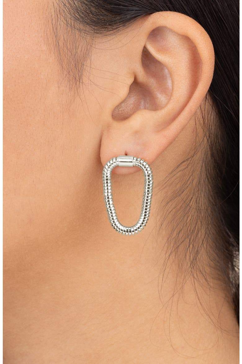 Chunky Snake Chain Front Ring Drop Earrings, Alternate, color, SILVER