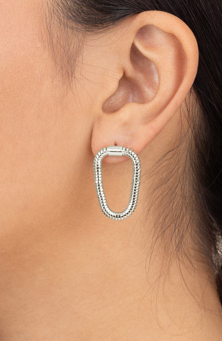 Sterling Forever Chunky Snake Chain Front Ring Drop Earrings, Alternate, color, Silver