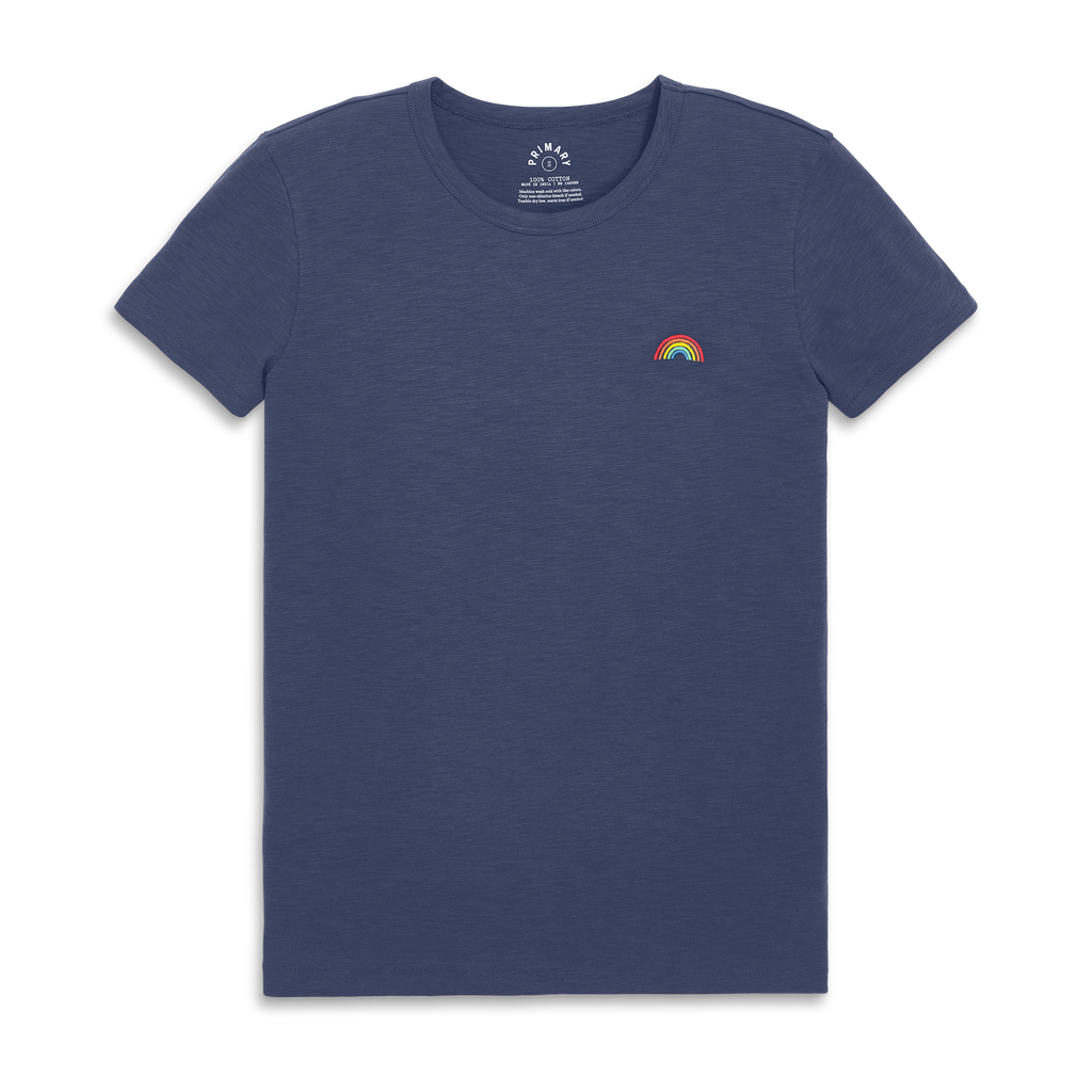 Primary Adult Embroidered Classic Slub Crewneck Tee In Sunwashed Navy
