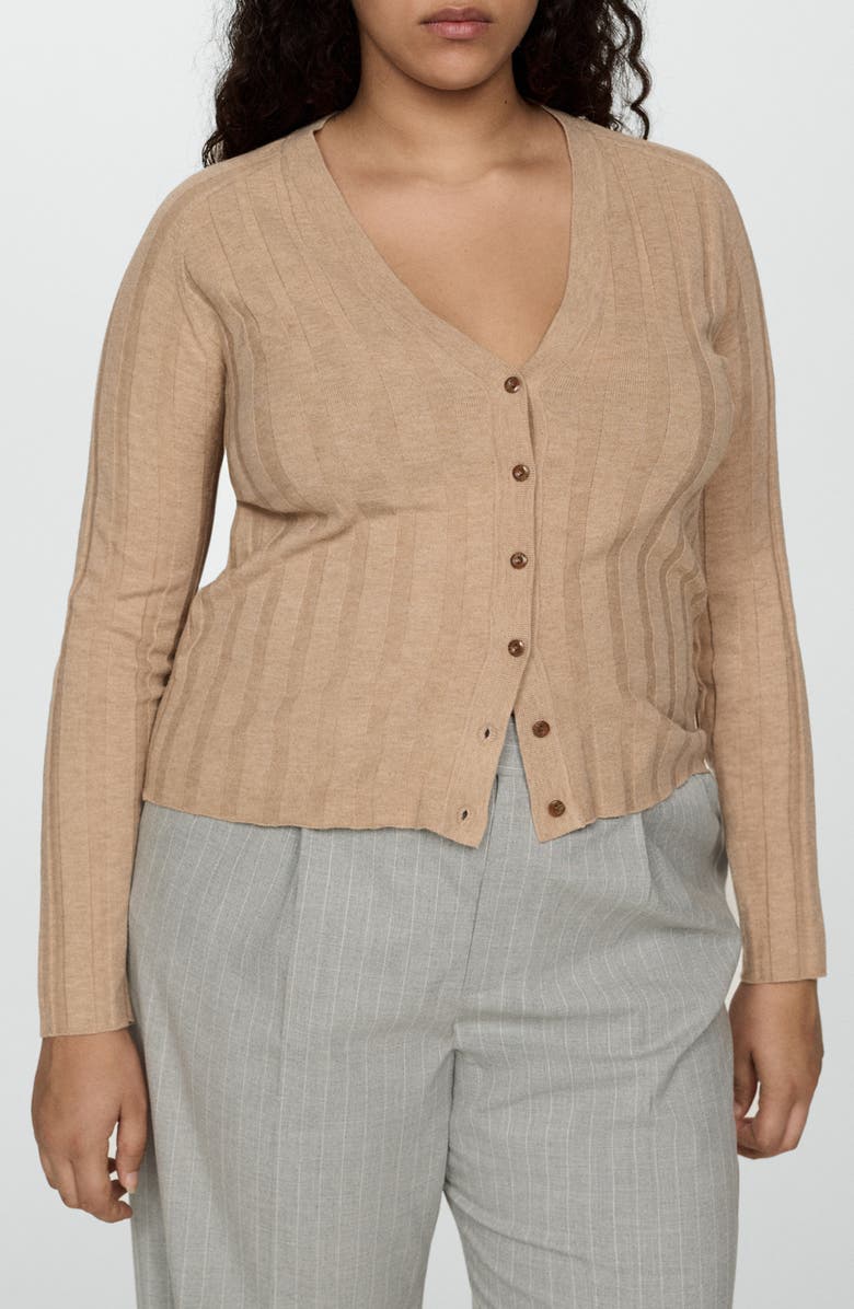 MANGO Knit Cardigan, Alternate, color, Light Tan