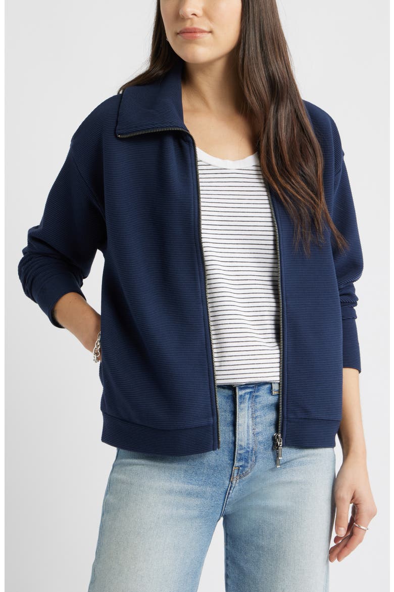 Ottoman Knit Bomber Jacket, Main, color, NAVY STILL