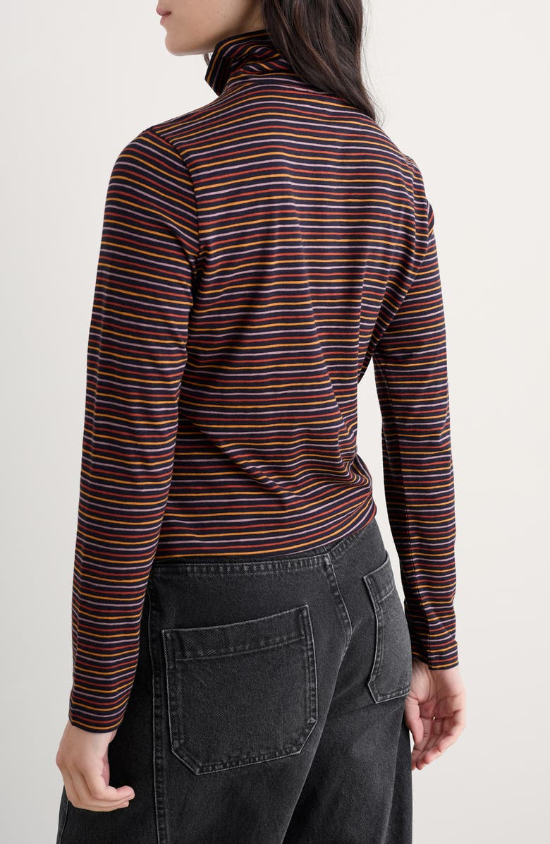 Seasalt Cornwall Landing Stripe Turtleneck Stretch Organic Cotton Top, Alternate, color, Profile Onyx