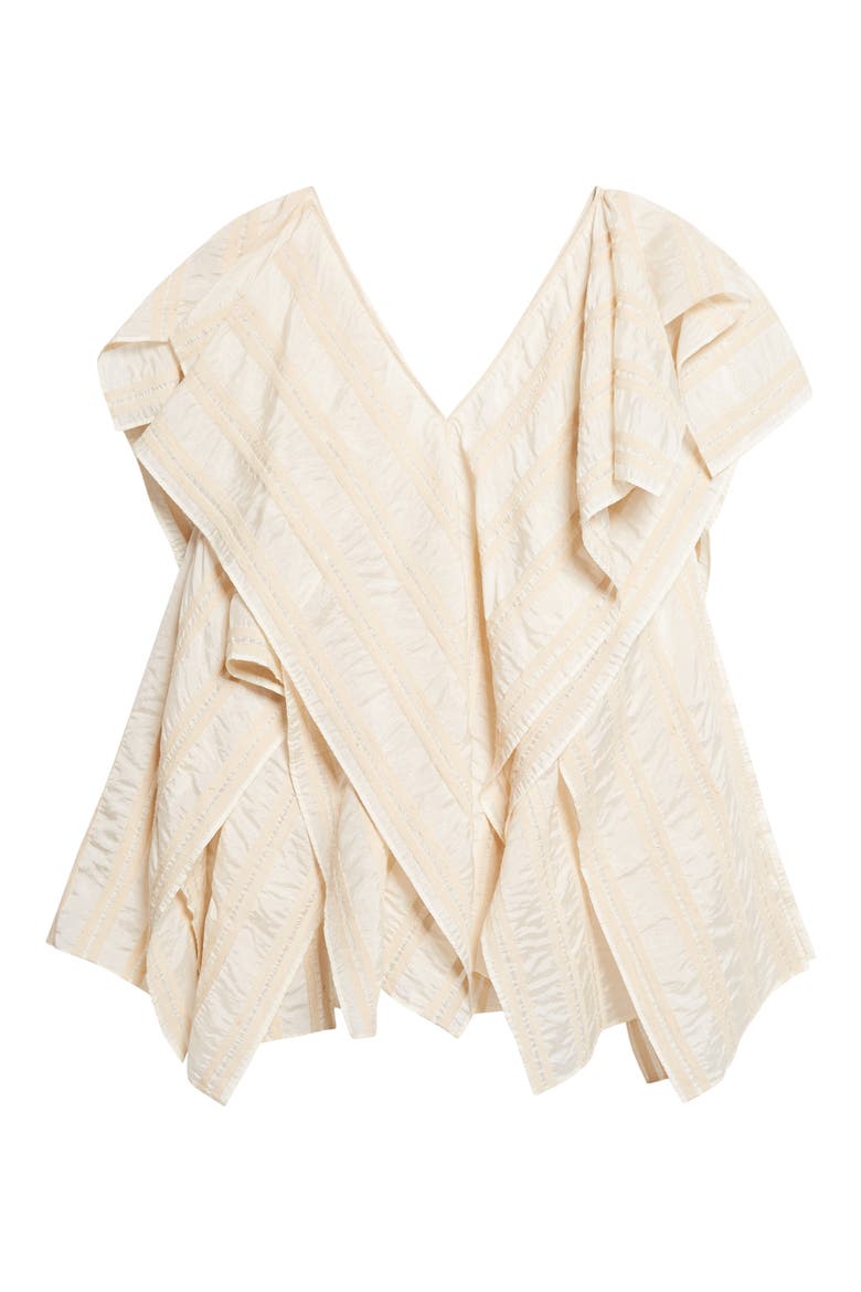 Draped Wide Collar Silk Top, Alternate, color, BEIGE