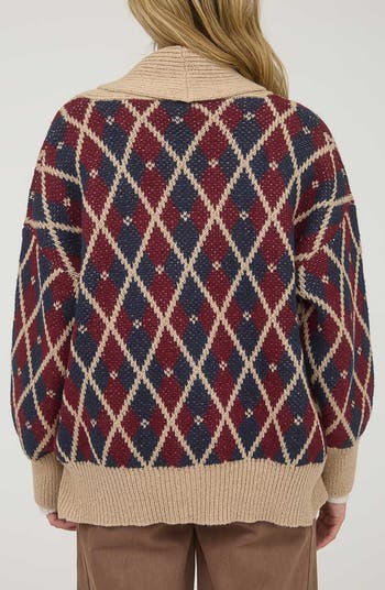 Argyle Cotton Button Front Cardigan