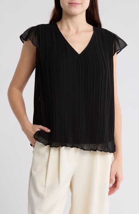 Flutter Sleeve Pleated Top