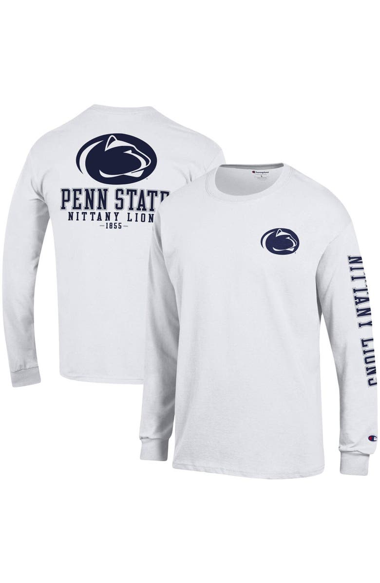 Champion Men's Champion White Penn State Nittany Lions Team Stack Long Sleeve T-Shirt, Main, color, 
