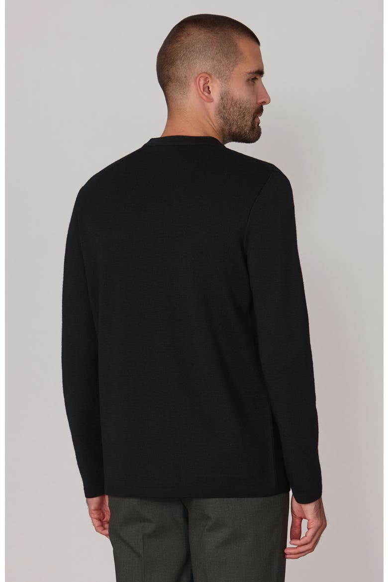 Merino Wool Knitted Nehru Jacket, Alternate, color, Black