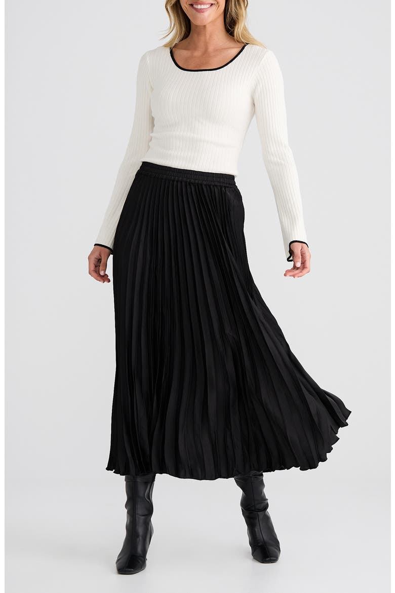 Alias Pleated Maxi Skirt, Alternate, color, BLACK