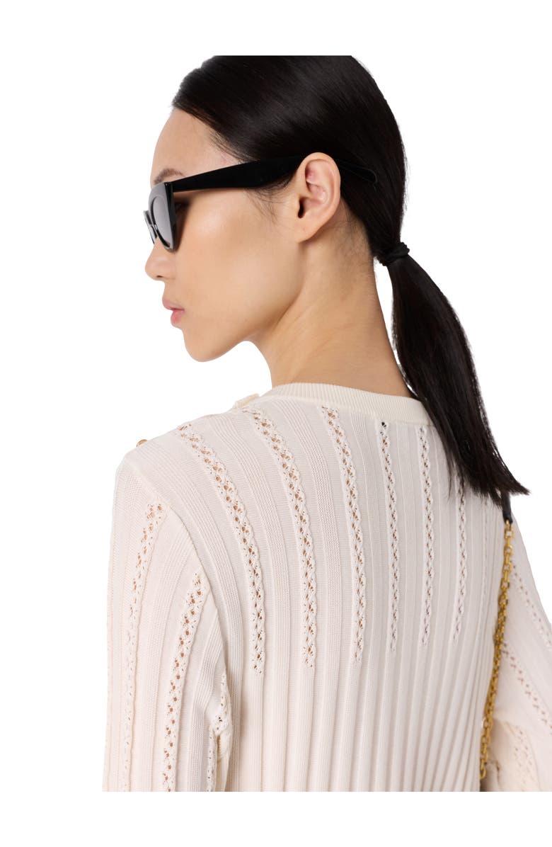 GERARD DAREL Lhena Openwork Detail Sweater, Alternate, color, Ecru