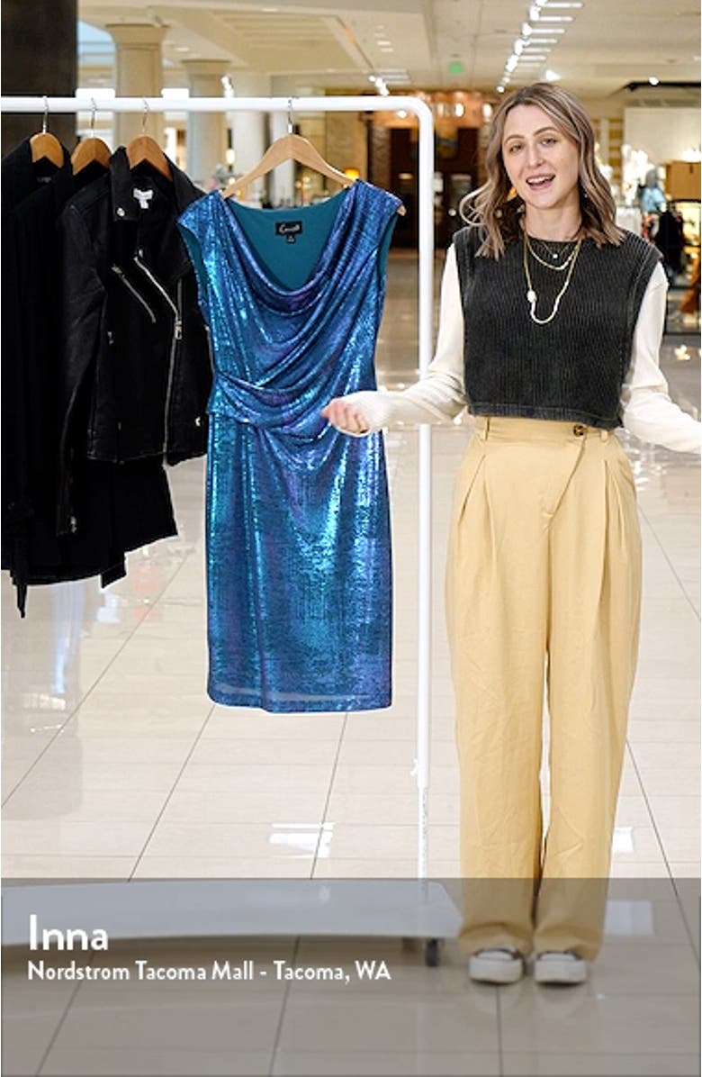 Drape Neck Side Pleat Sheath Dress, sales video thumbnail