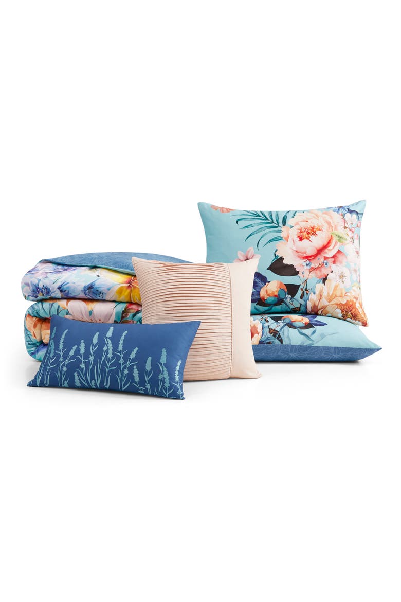Turquoise Reverie 5-Piece Comforter Set, Alternate, color, BLUE