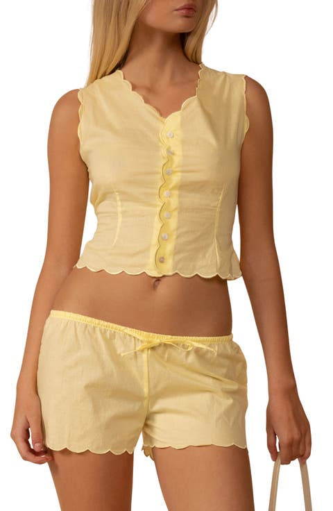 Sunshine Scalloped Cotton Cover-Up Vest