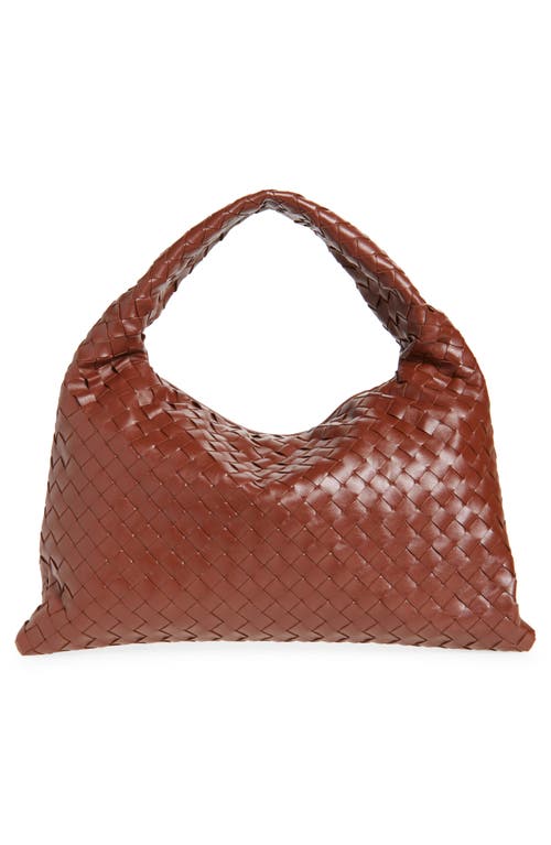 Bottega Veneta Small Hop Intrecciato Leather Hobo Bag In 2506 Sapele-muse Brass