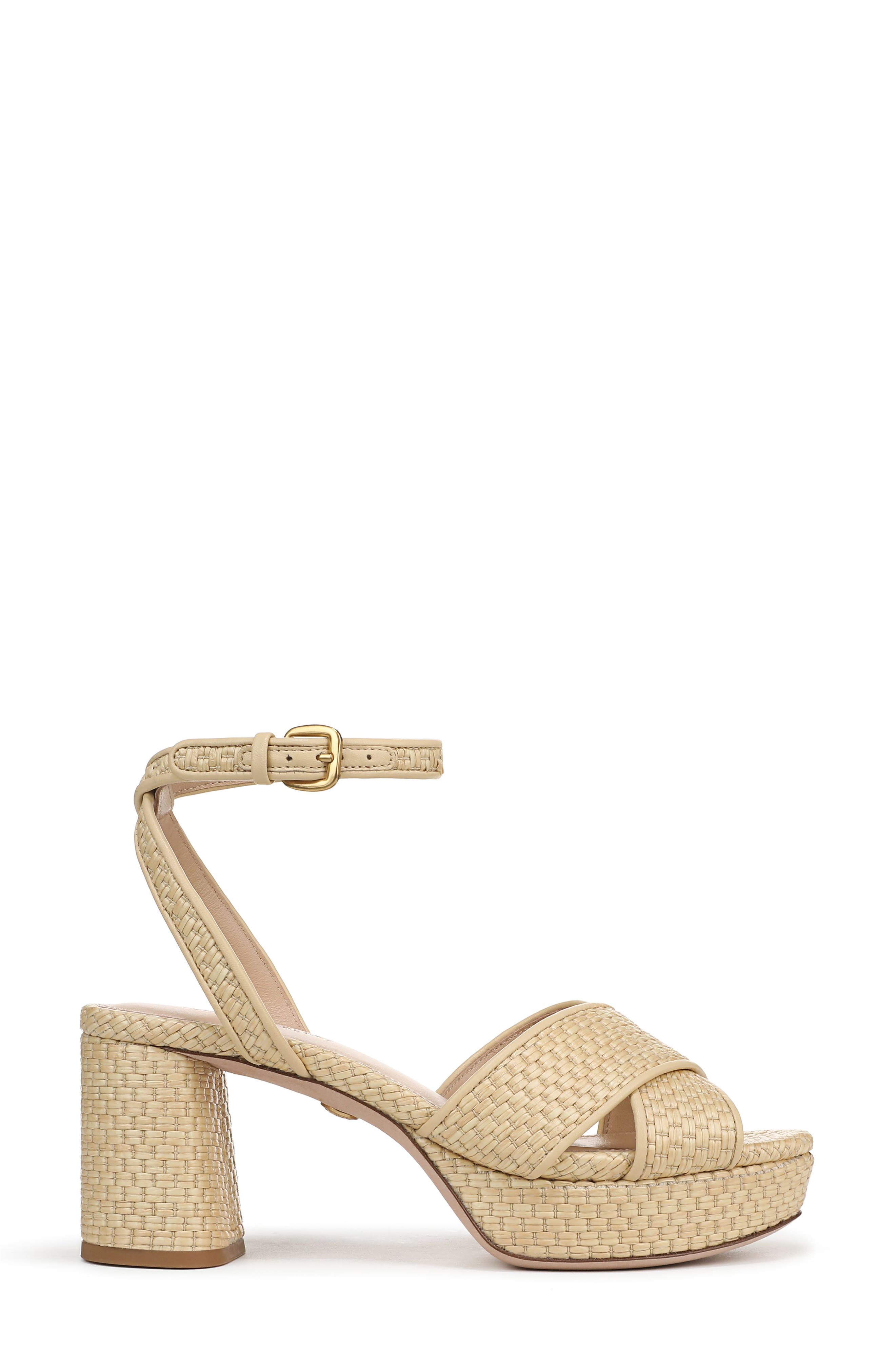 Veronica Beard Danika Ankle Strap Platform Sandal, Alternate, color, Natural
