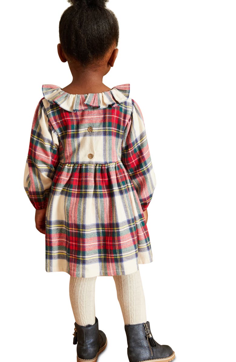 NEXT Kids' Plaid Ruffle Collar Long Sleeve Cotton Dress, Alternate, color, 