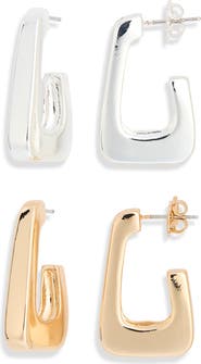 Leith Set of 2 Rectangle Hoop Earrings