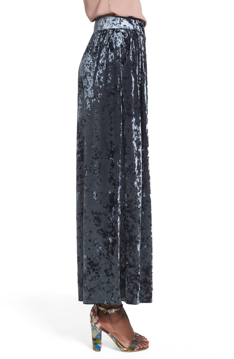 Leith Crop Wide Leg Velour Pants, Alternate, color, Navy India Ink