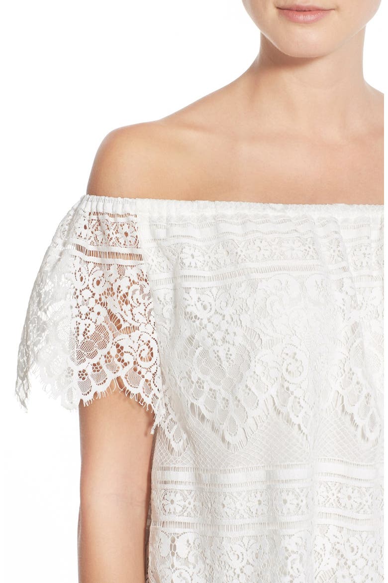 'Sunset Lace' Off the Shoulder Top, Alternate, color, IVORY