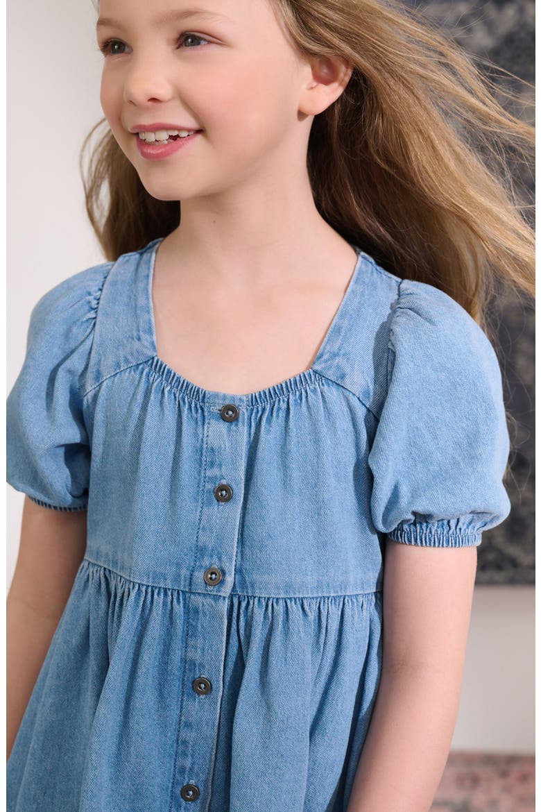 Kids' Square Neck Denim Dress, Alternate, color, BLUE