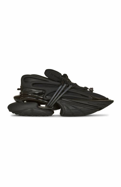 Balmain Neoprene And Leather Low-top Unicorn Sneakers In Black