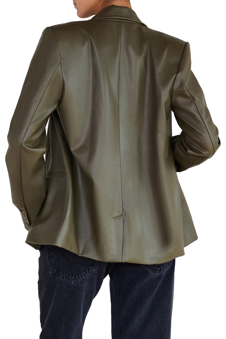 Faux Leather Blazer, Alternate, color, AVOCADO