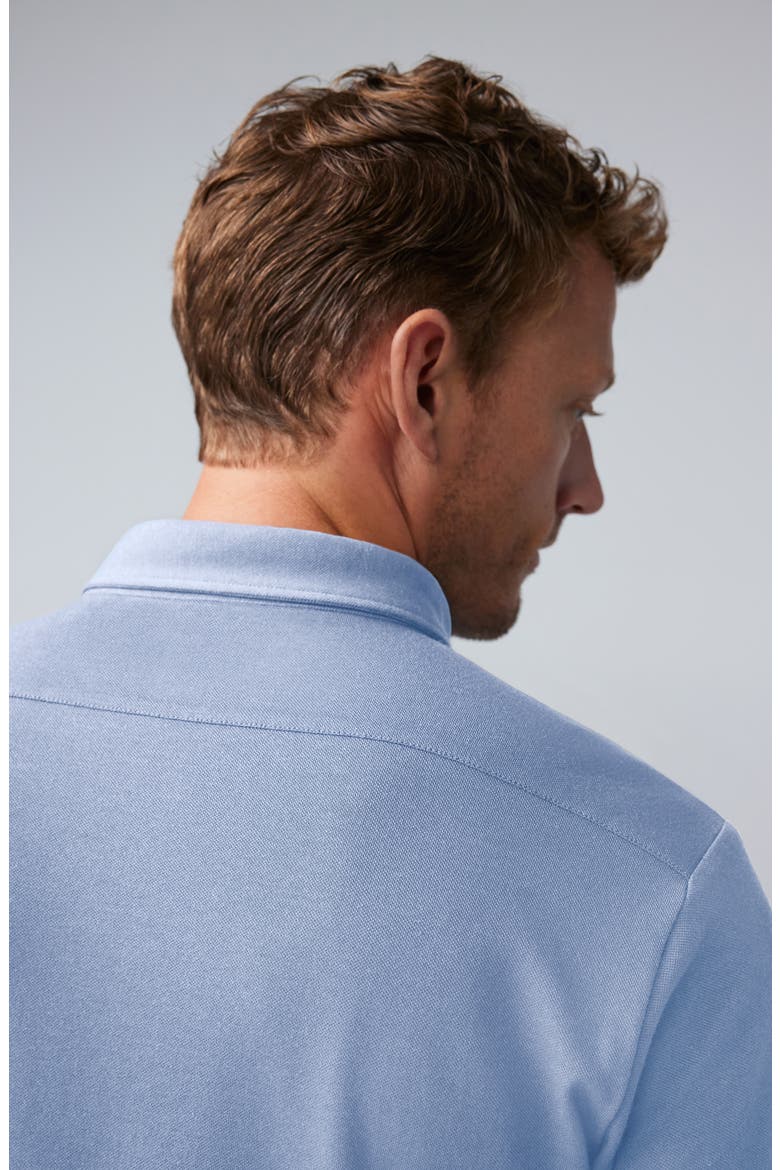 SILVER Cotton Blend Piqué Button-Down Shirt, Alternate, color, CHAMBRAY
