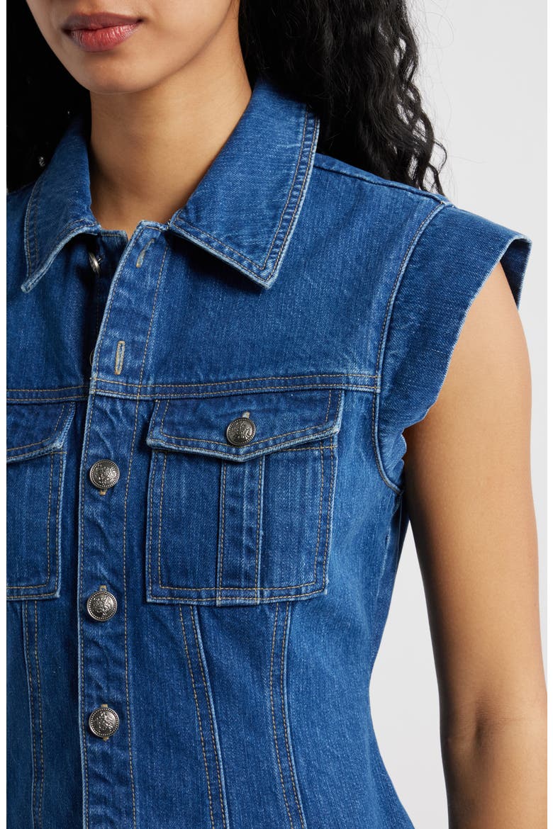 Cotton Denim Mini Shirtdress, Alternate, color, INDIGO