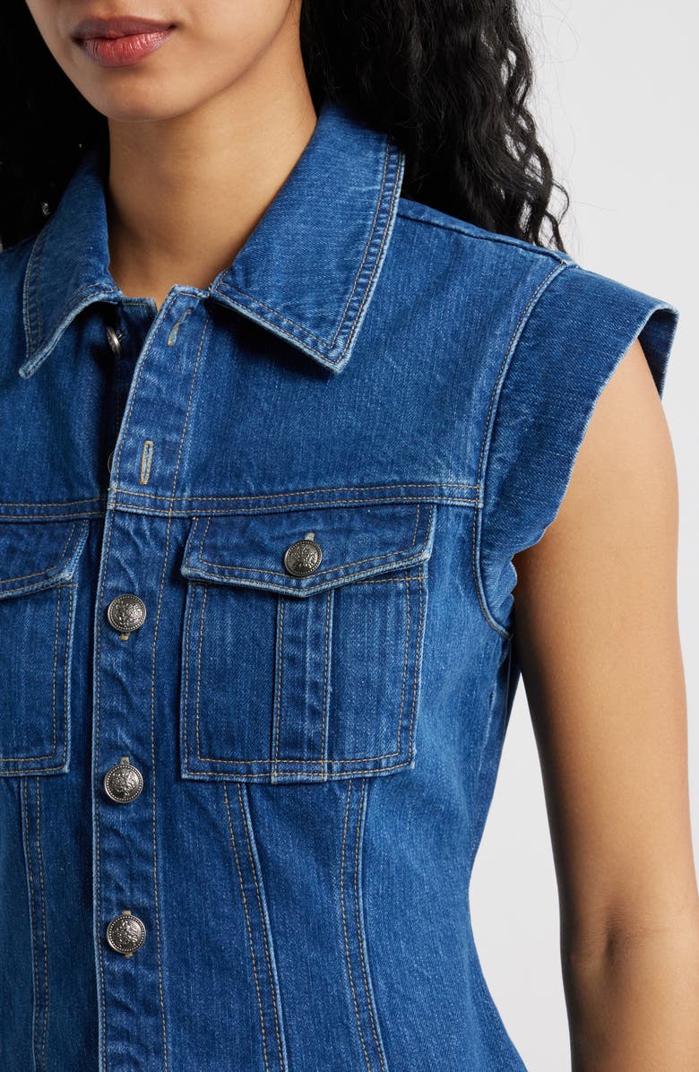 FREEMARKET Cotton Denim Mini Shirtdress, Alternate, color, Indigo