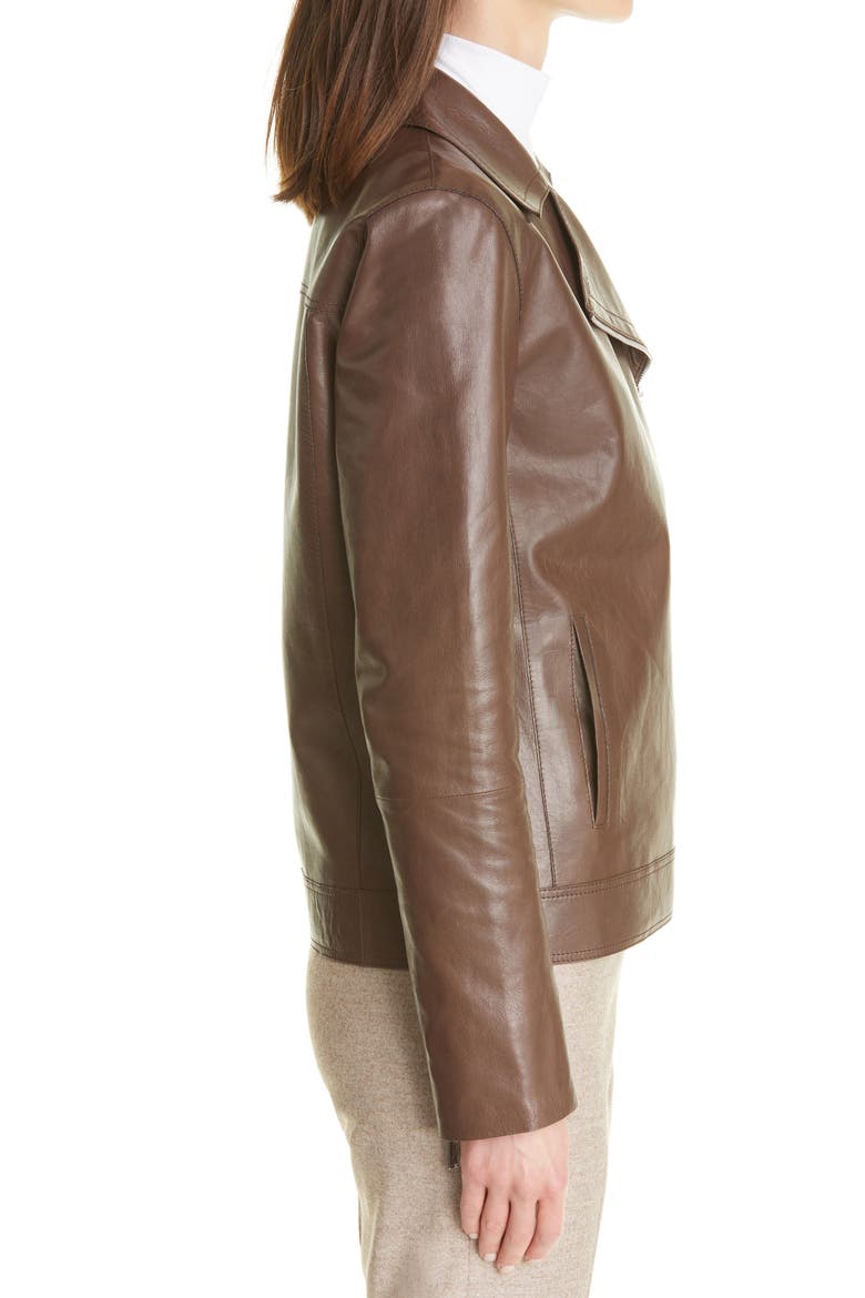 Aisling Lambskin Leather Moto Jacket, Alternate, color, BROWNSTONE