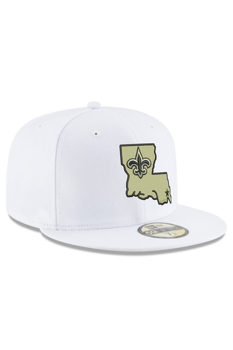 Men's New Era White New Orleans Saints Omaha Alternate Logo 59FIFTY Fitted Hat, Alternate, color, White