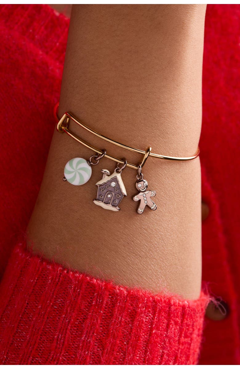 Alex and Ani Pink Christmas Multi-Charm Brangle Bracelet, Alternate, color, Gold